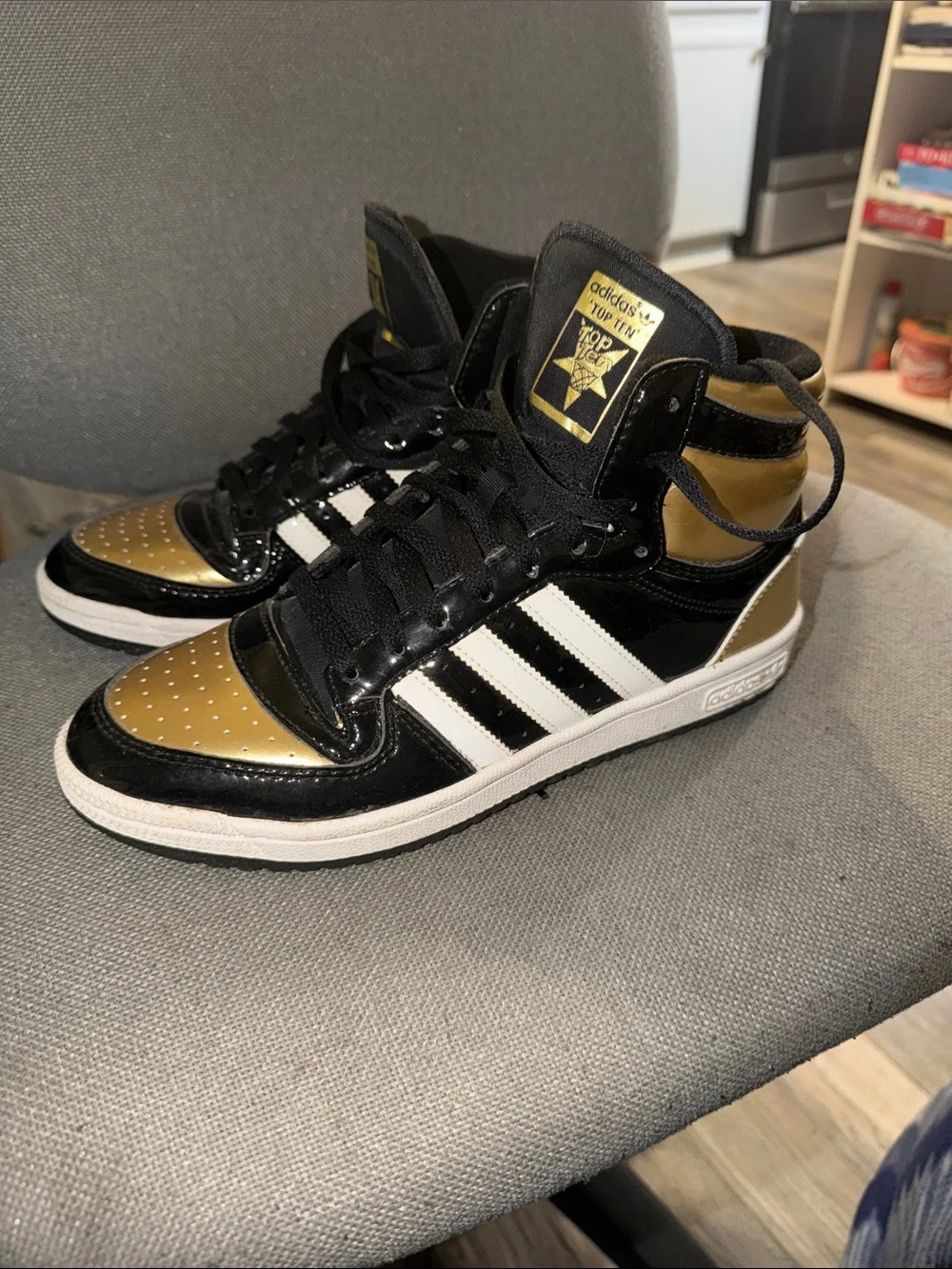 adidas Kids Black and Gold High-Top Sneakers